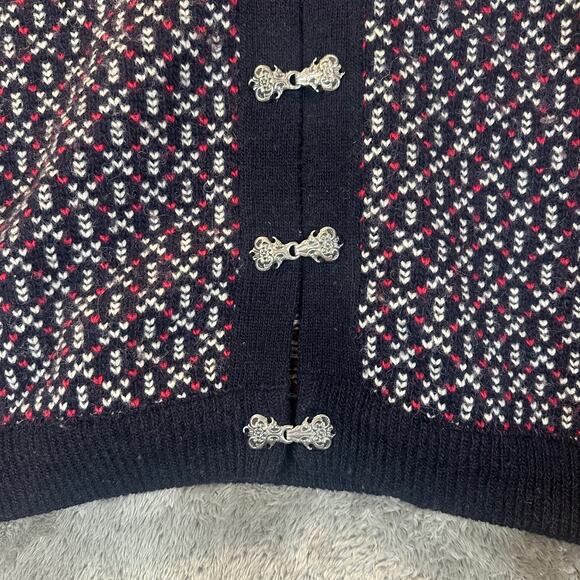 Vintage LL Bean Nordic Fair Isle Wool Blend Cardigan Sweater Metal Clasp Women M - Picture 5 of 11